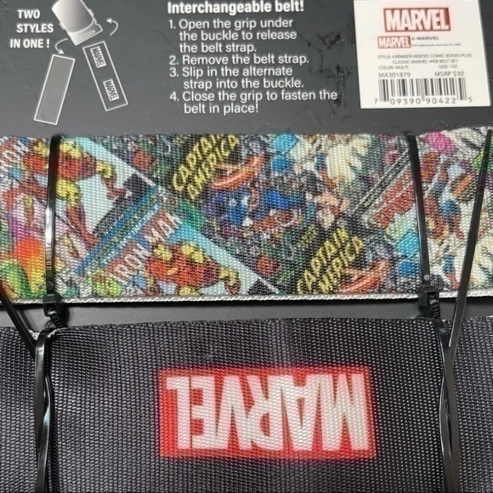 Marvel 2-in-1 Classic Webb Belt Set - Avengers Heroes Comic Books